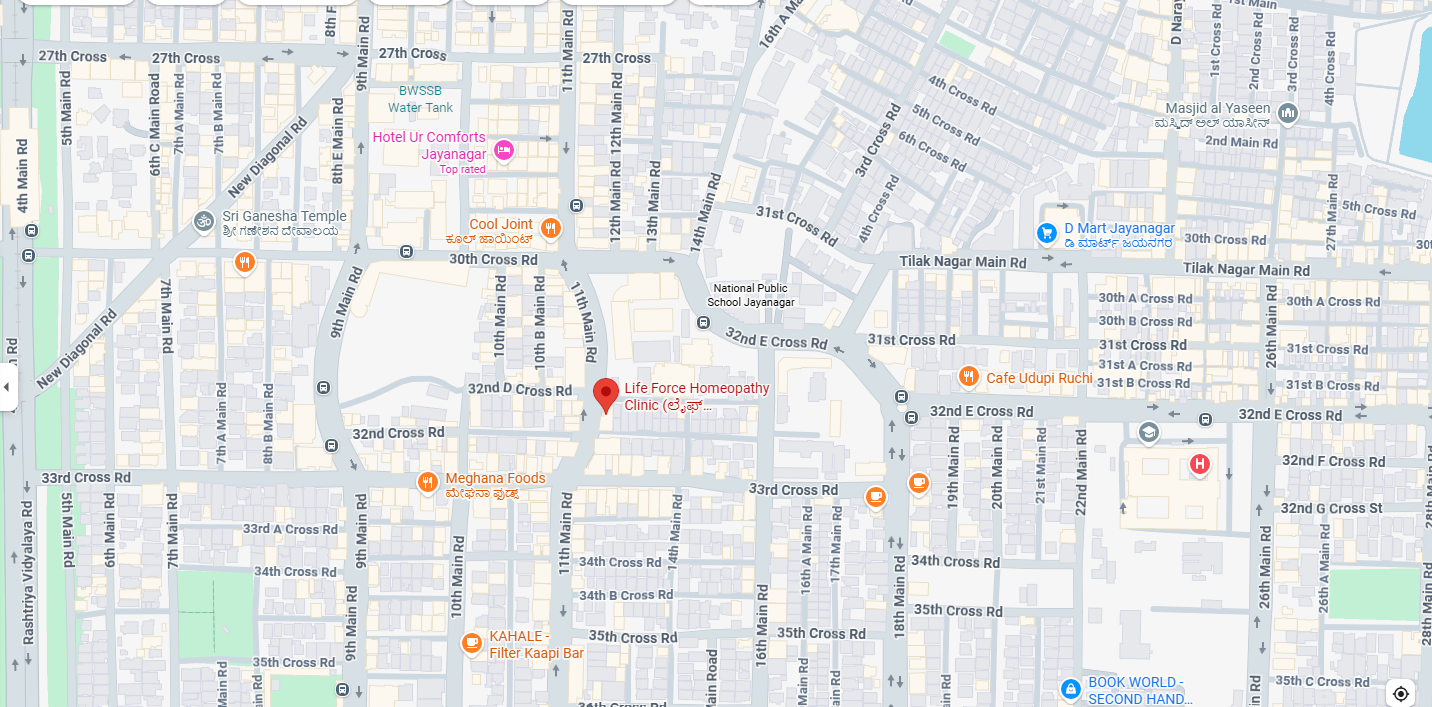 Map showing Life Force Homeopathy Clinic in Jayanagar
